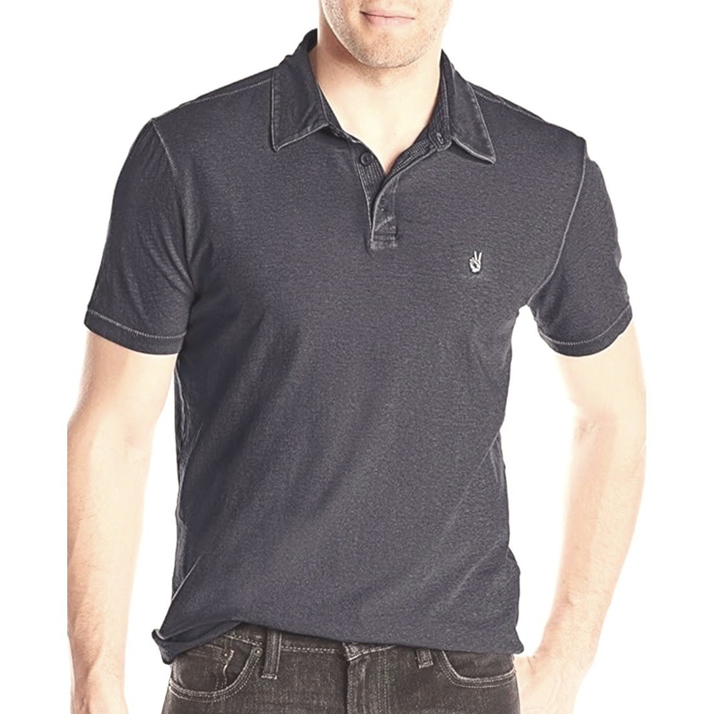 John Varvatos Polo Shirt Mens L Large Faded Gray Charcoal Wash